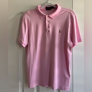 Ralph Lauren Polo Shirt. Pink. Size Large Custom Slim Fit.